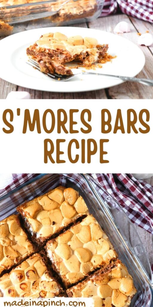 s'mores bars recipe pin image