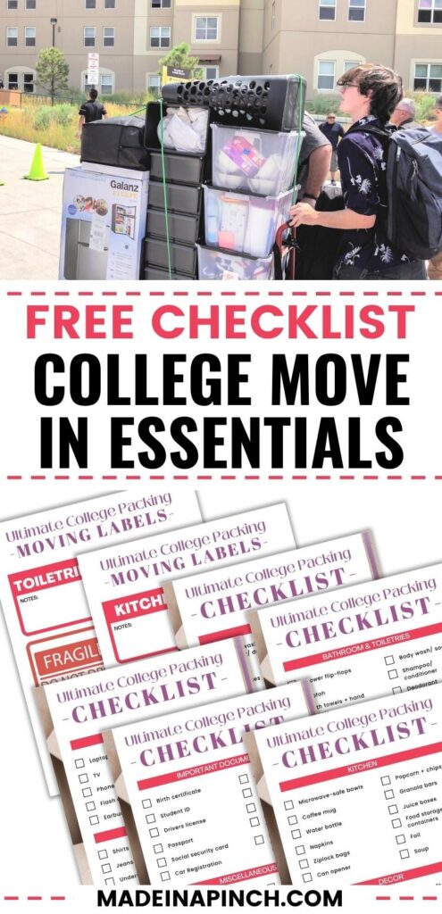 College move in checklist pin image