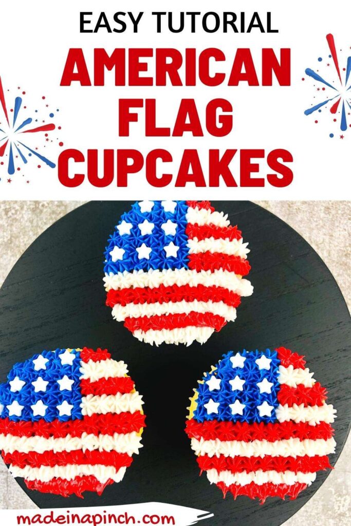 American flag cupcakes pin image