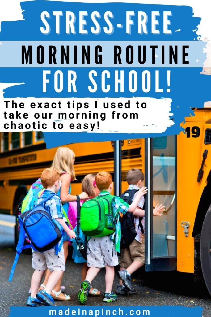 stress-free morning routine for school pin image