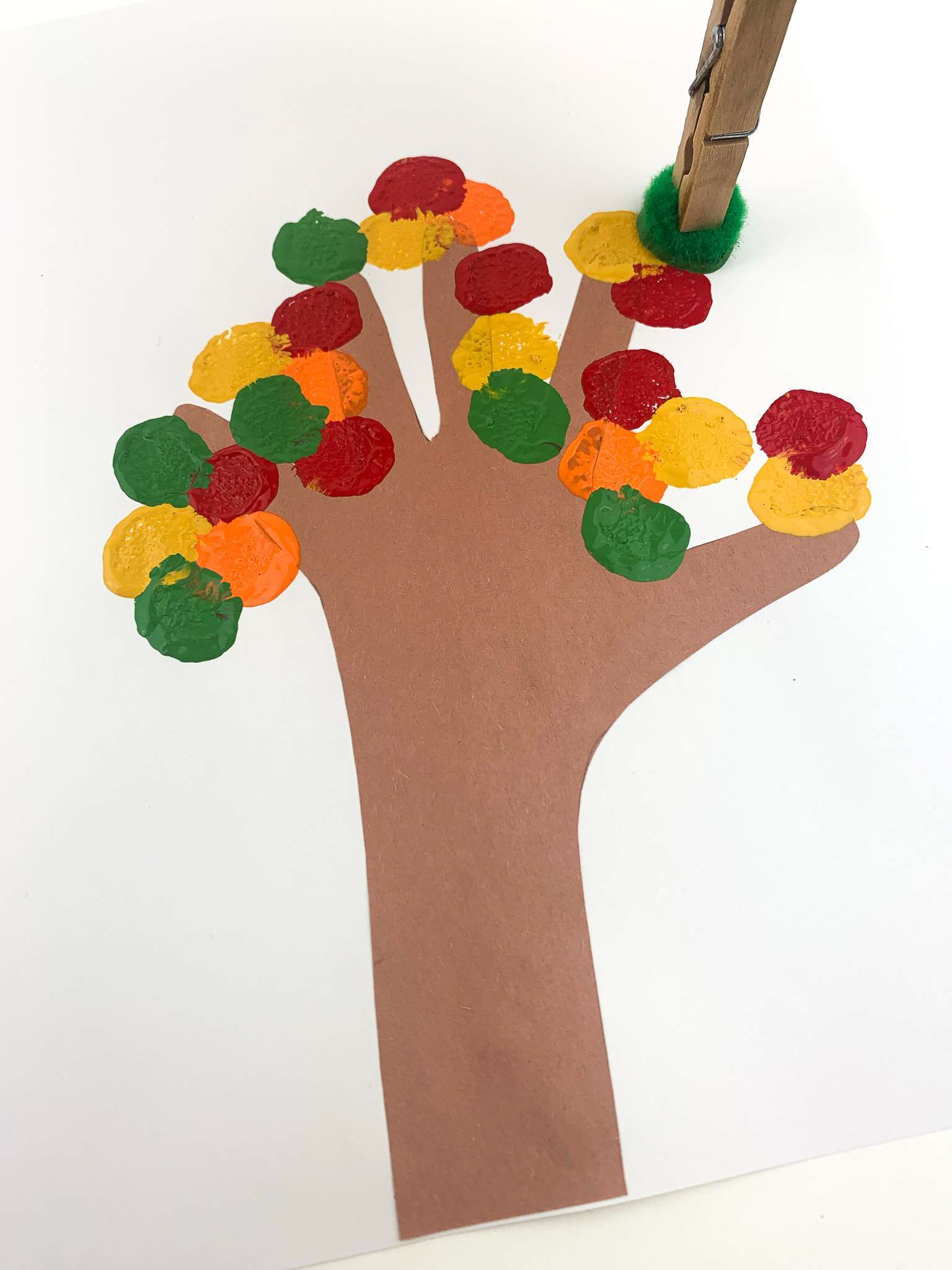 Fall Handprint Tree Craft (painting With Pom Poms) - Made In A Pinch