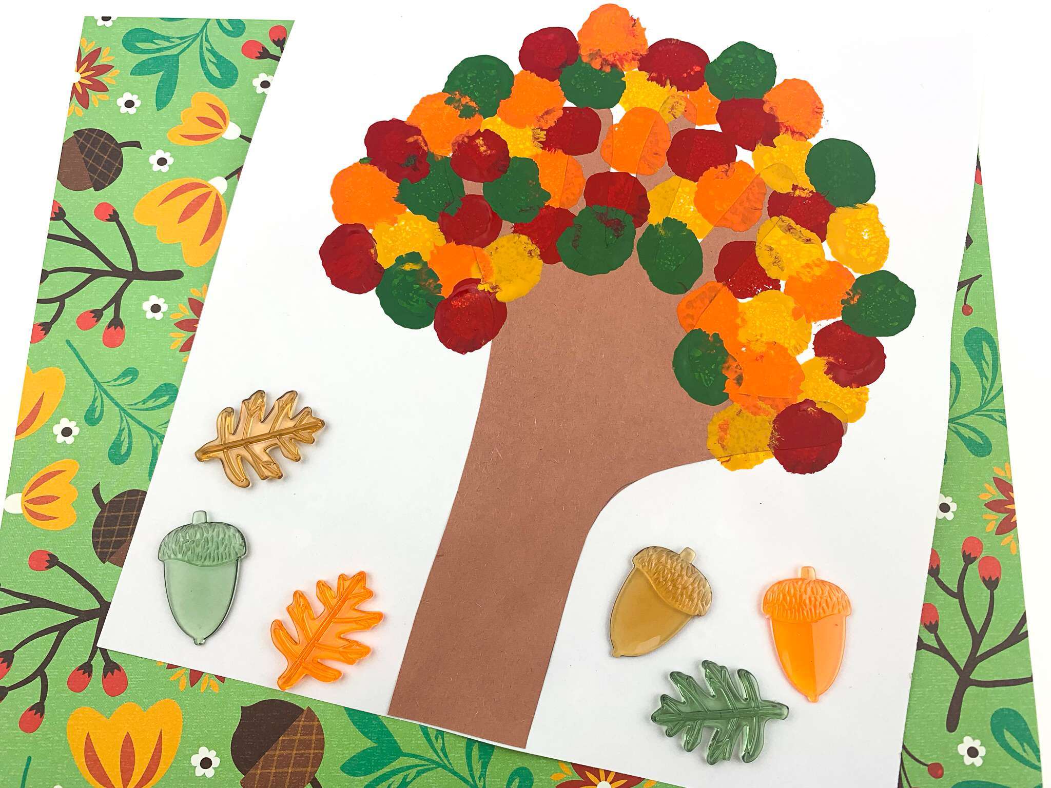 Fall Handprint Tree Craft (Painting With Pom Poms) - Made In A Pinch