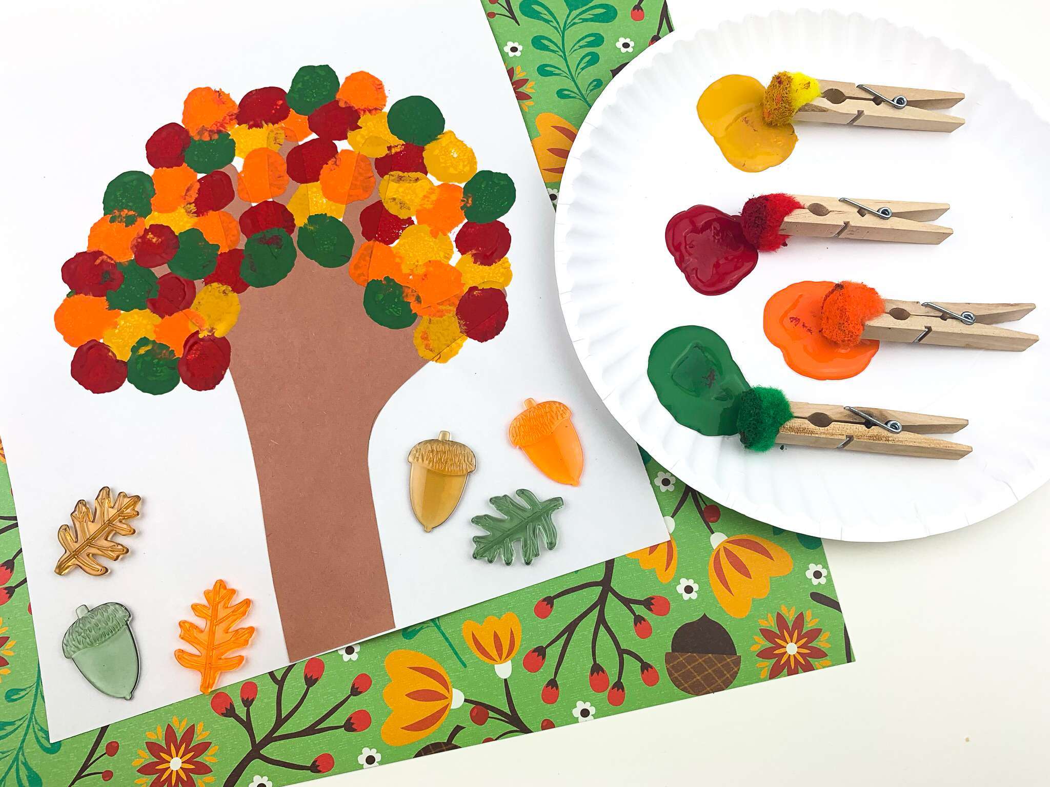 Fall Handprint Tree Craft (Painting With Pom Poms) - Made In A Pinch