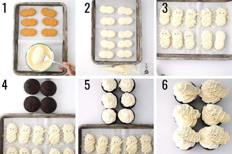 mummy cupcakes process