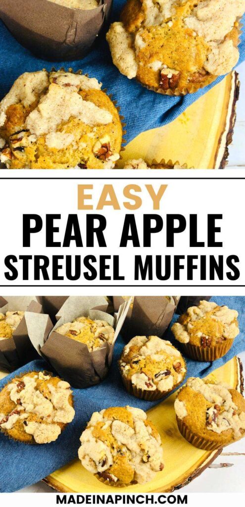 pear apple streusel muffins pin