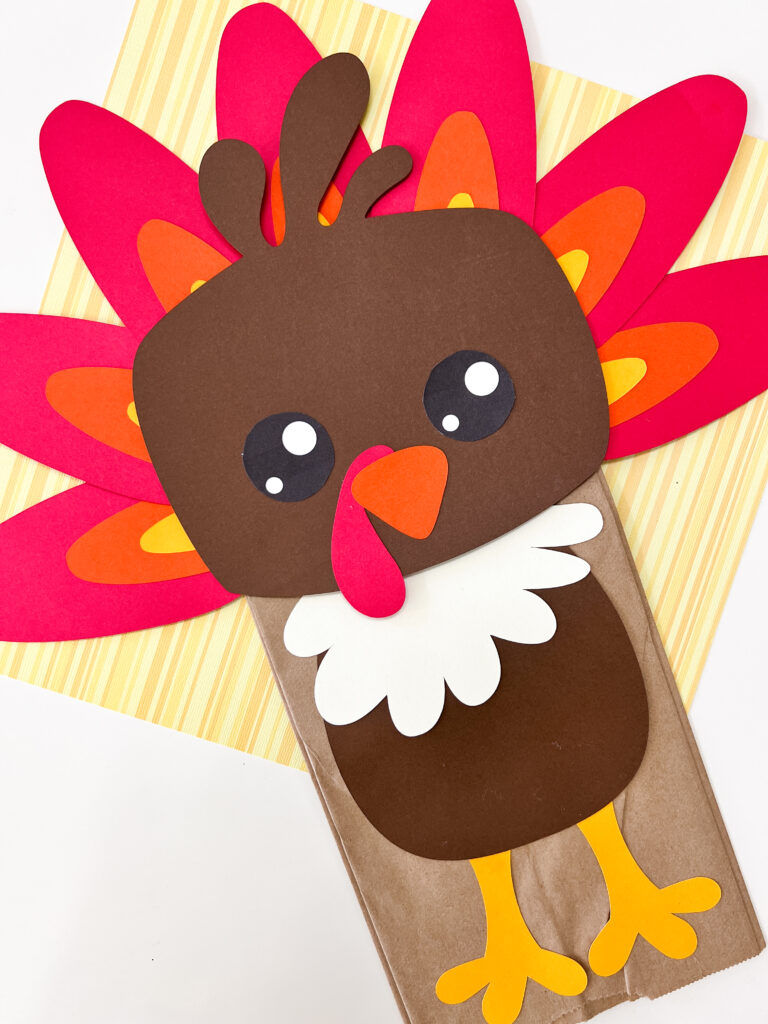 paper bag turkey craft closeup