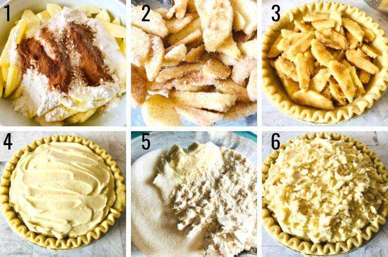 apple cream cheese pie process collage