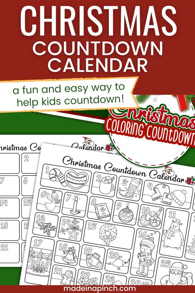 Christmas Countdown Calendar printable pin image