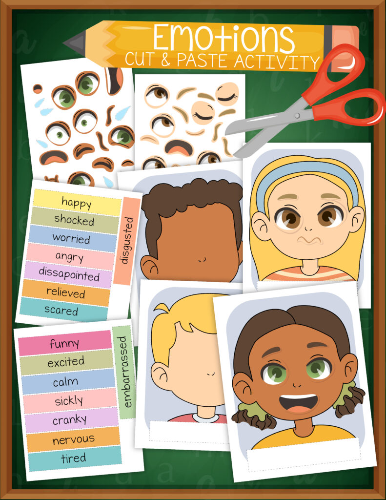 identifying emotions cut and paste activity set