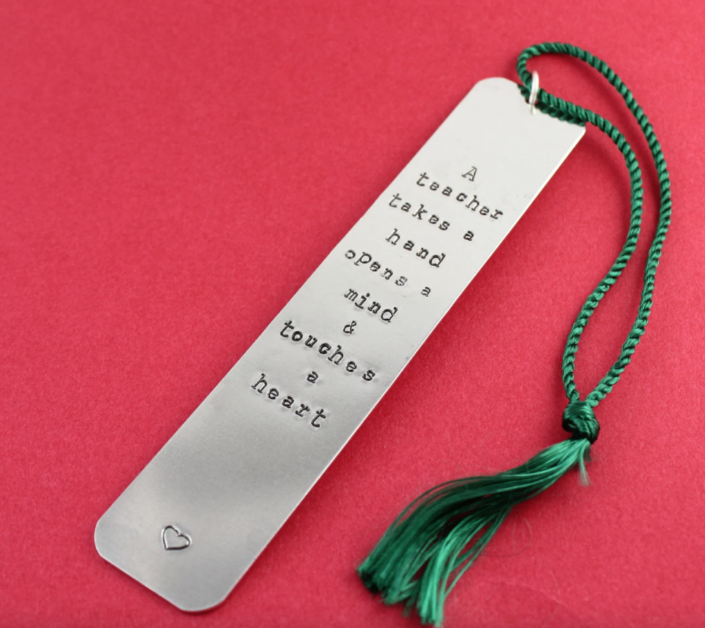 hand stamped bookmark christmas teacher gift idea