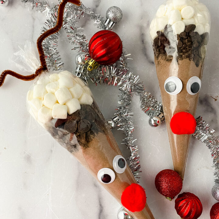 Reindeer hot chocolate cones