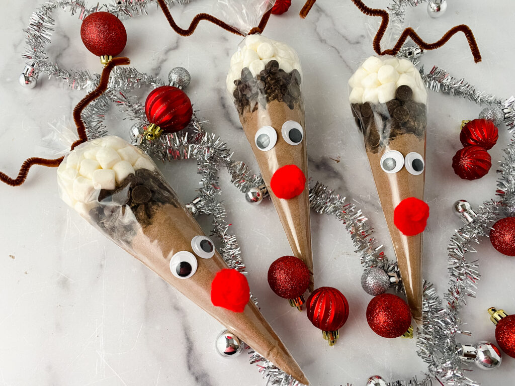 reindeer hot cocoa cones