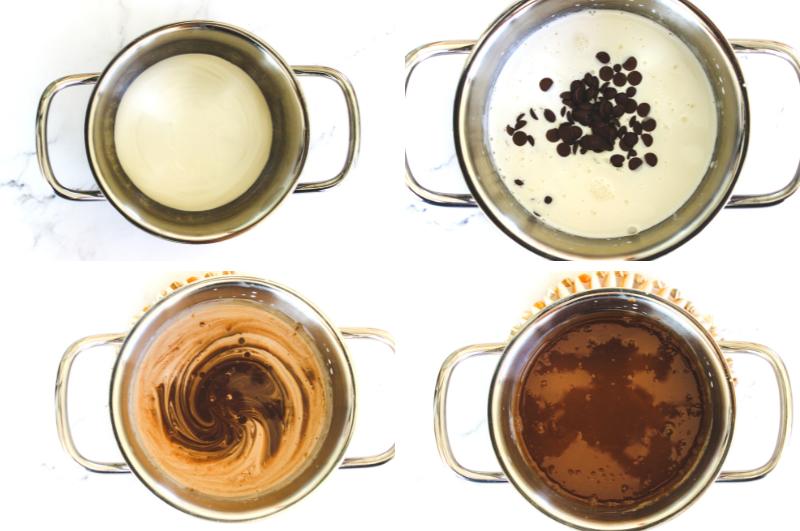chocolate ganache process collage
