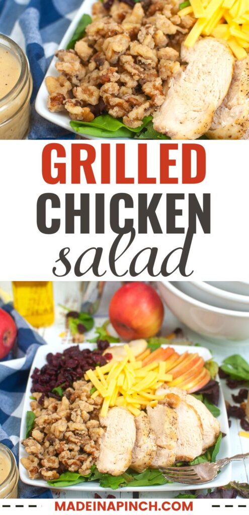 grilled chicken salad pin image