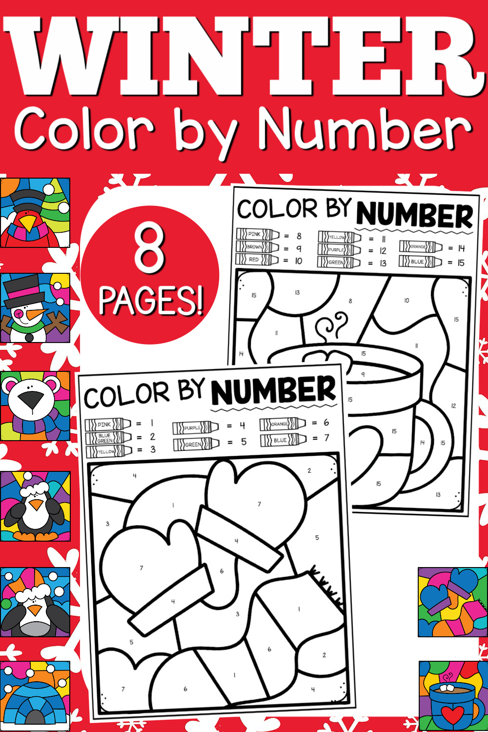 Free Winter Color By Number Pages - Made In A Pinch