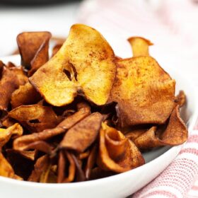 bowl of air fryer apple chips