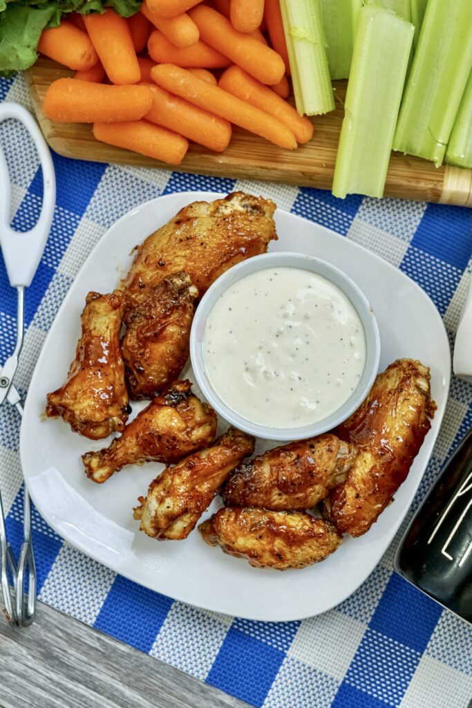 air fryer bbq chicken wings on a plate