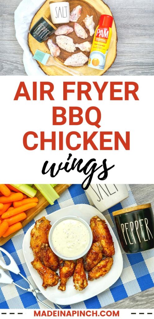 air fryer bbq chicken wings pin image