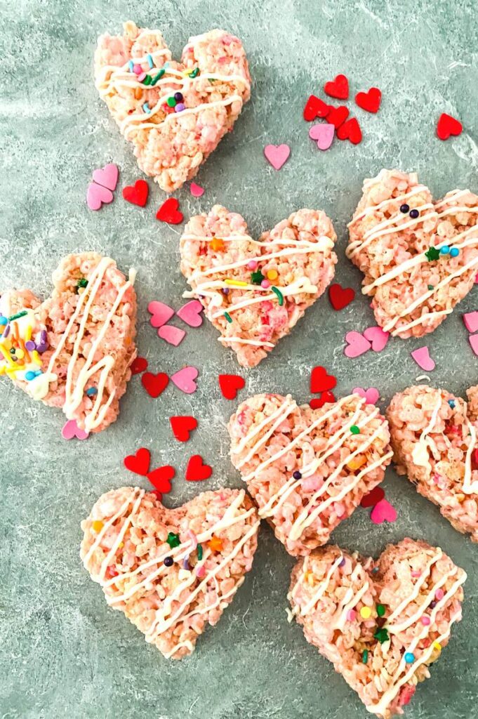 heart-shaped rice krispie treats