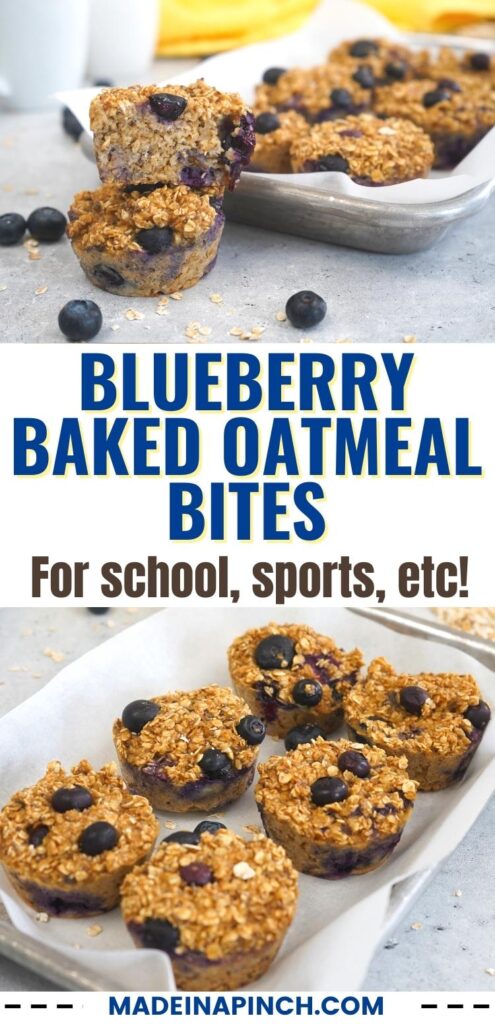 Blueberry baked oatmeal bites pin image