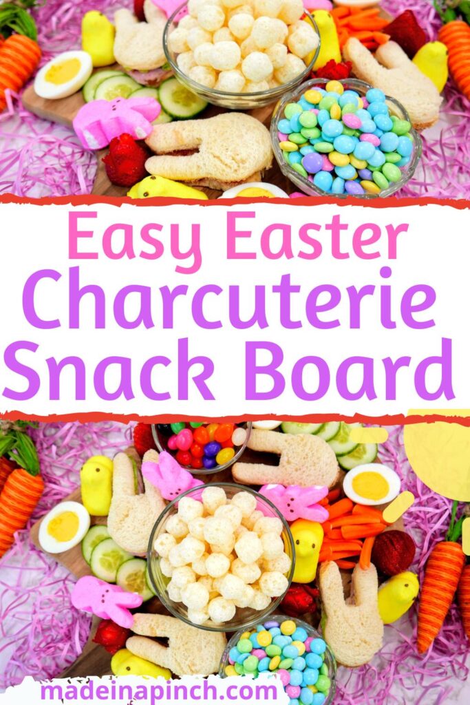 Easter charcuterie board pin image