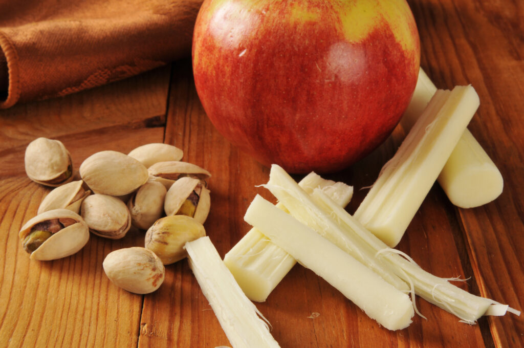 apple nuts and string cheese