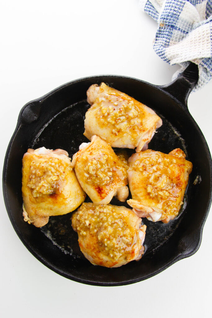 searing chicken in skillet