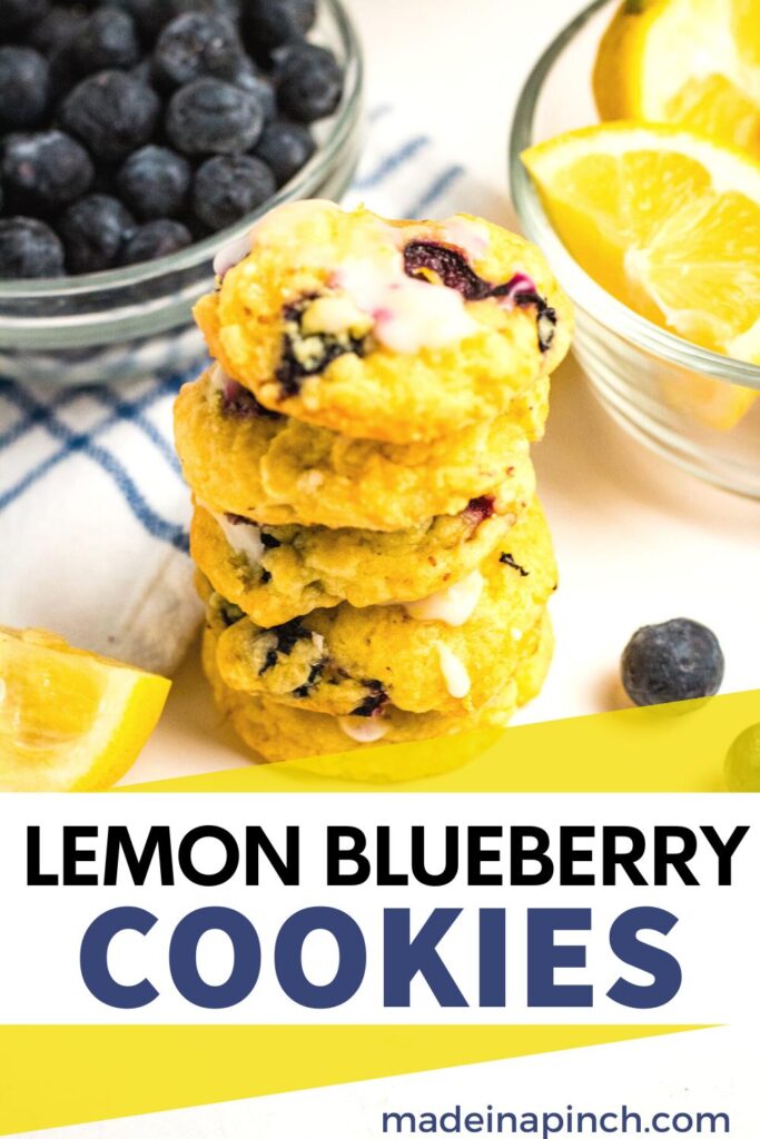 lemon blueberry cookies pin image