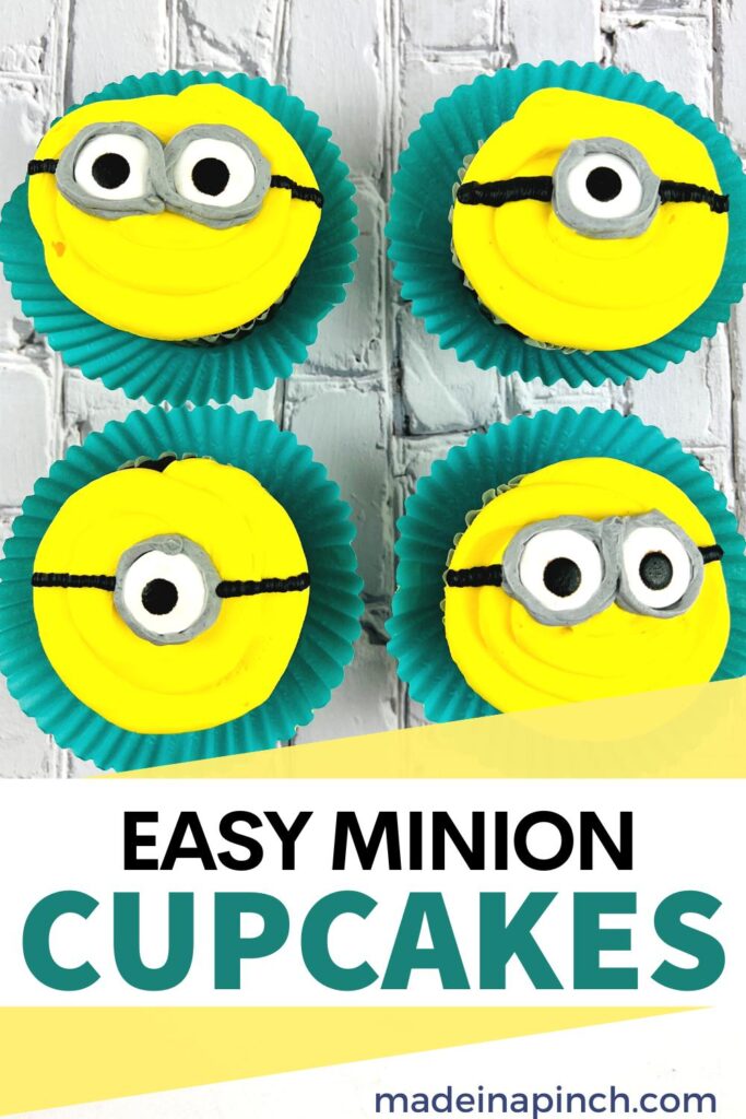 easy Minion cupcakes pin image