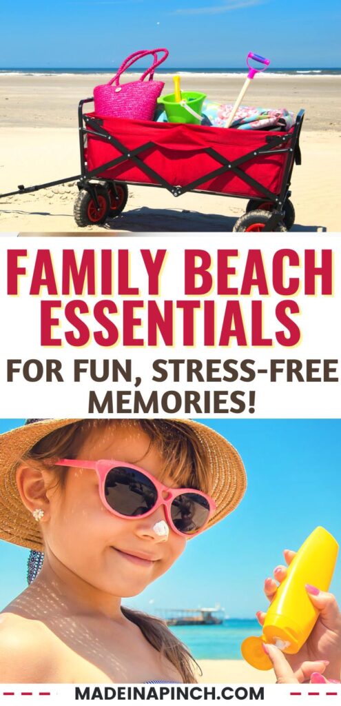 family beach essentials pin image