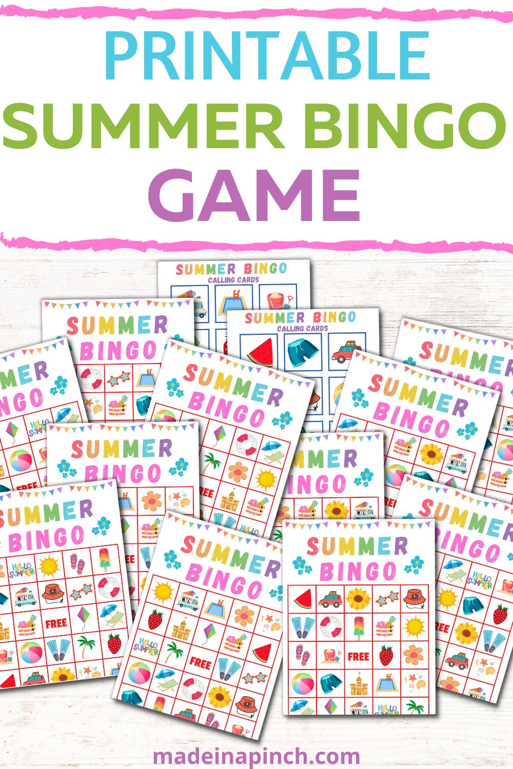Summer Bingo Printable Game: Fun Boredom Buster for Kids