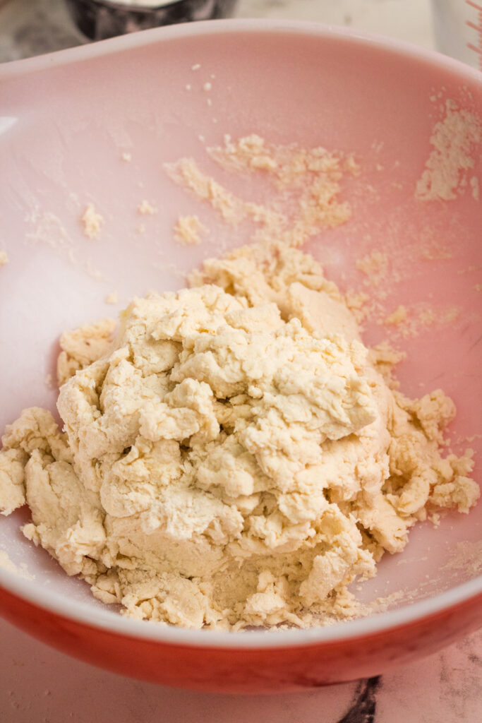 mixing biscuit dough