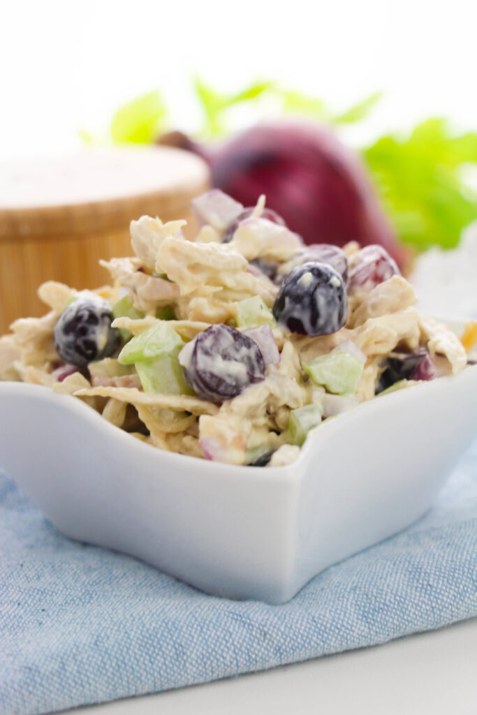 homemade chicken salad in a dish