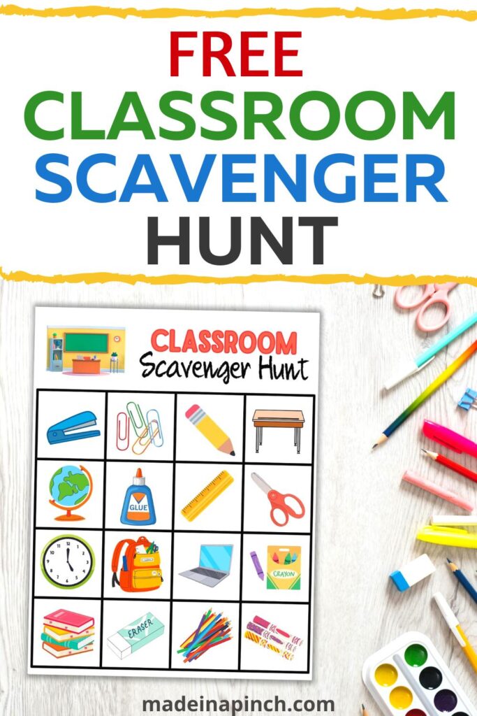free classroom scavenger hunt printable pin image