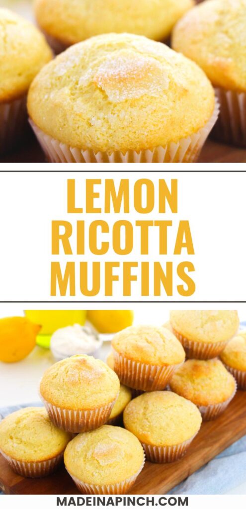 lemon ricotta muffins recipe pin image