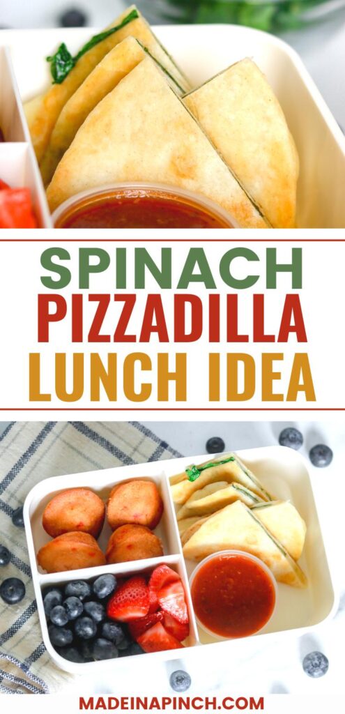 Spinach pizzadilla pin image