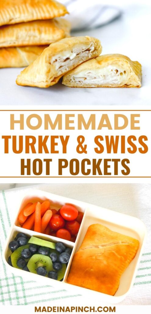 turkey and swiss homemade hot pockets pin image