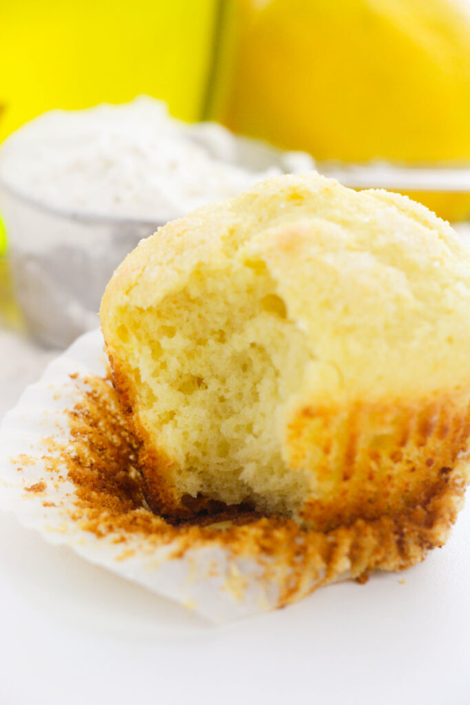 lemon ricotta muffin with a bite out