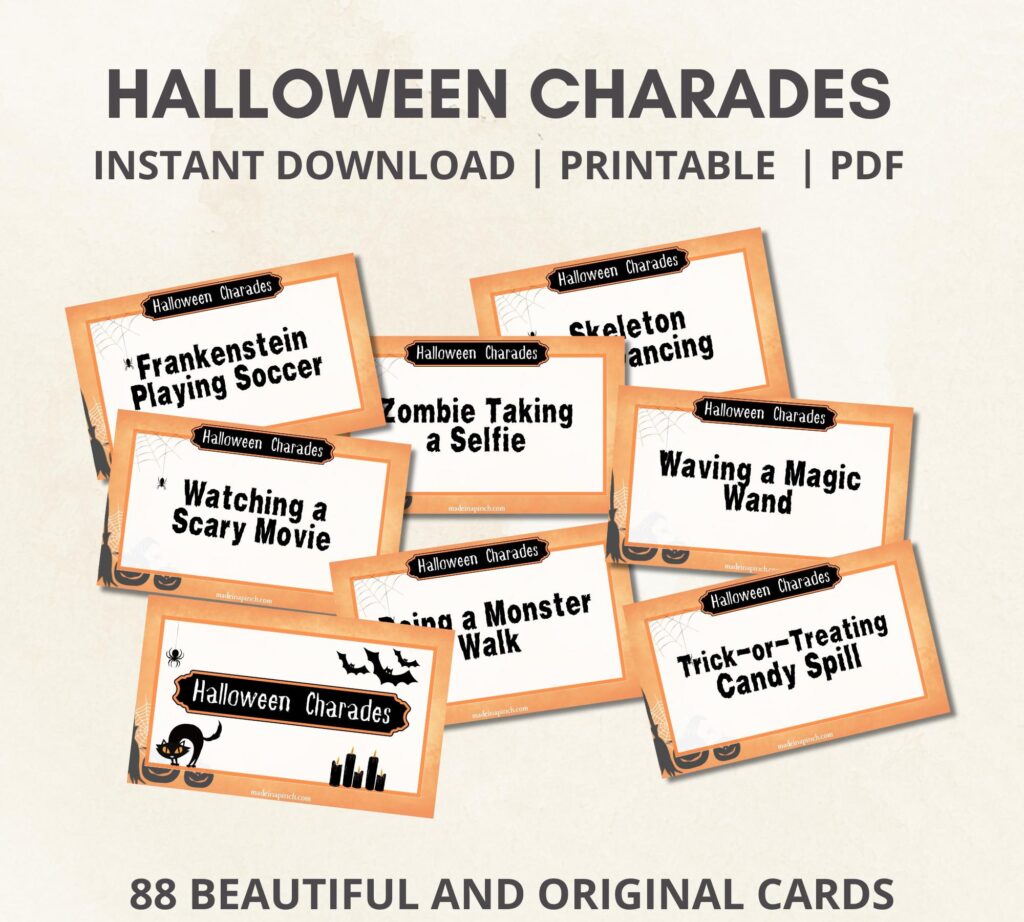 Halloween charades cards mockup