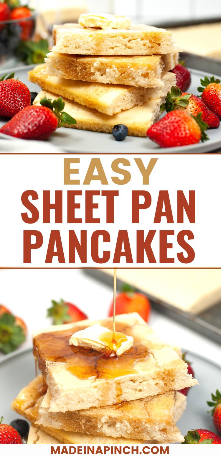 Easy Fluffy Homemade Sheet Pan Pancakes Recipe - Made In A Pinch