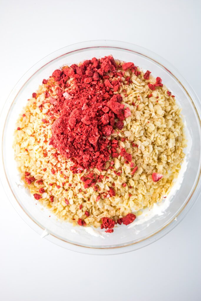 rice krispies and freeze-dried strawberries