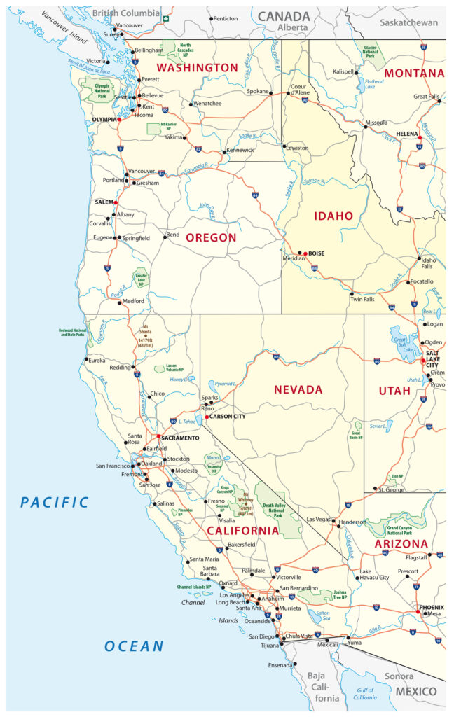 map of west coast