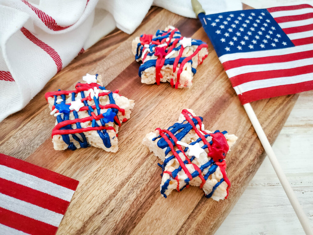 red, white, and blue rice krispies