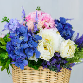flower arrangement in a basket