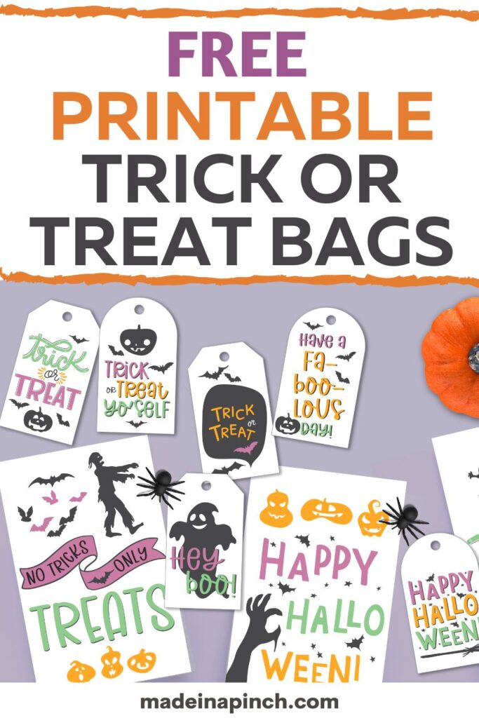 Printable trick or treat bags pin image