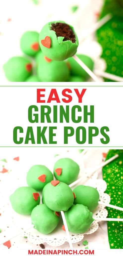 Grinch cake pops pin image