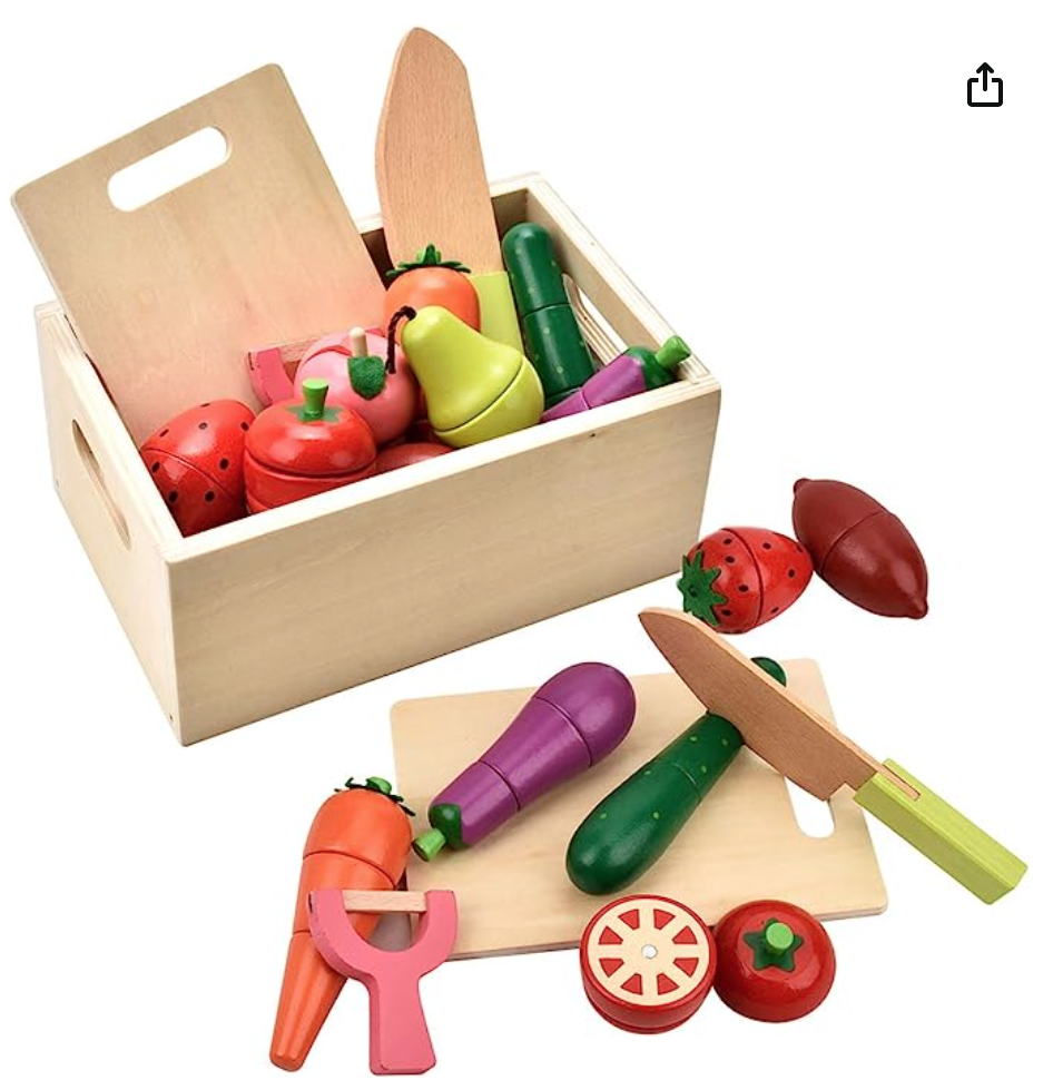 Wooden food slicing Montessori toy for 2 year olds