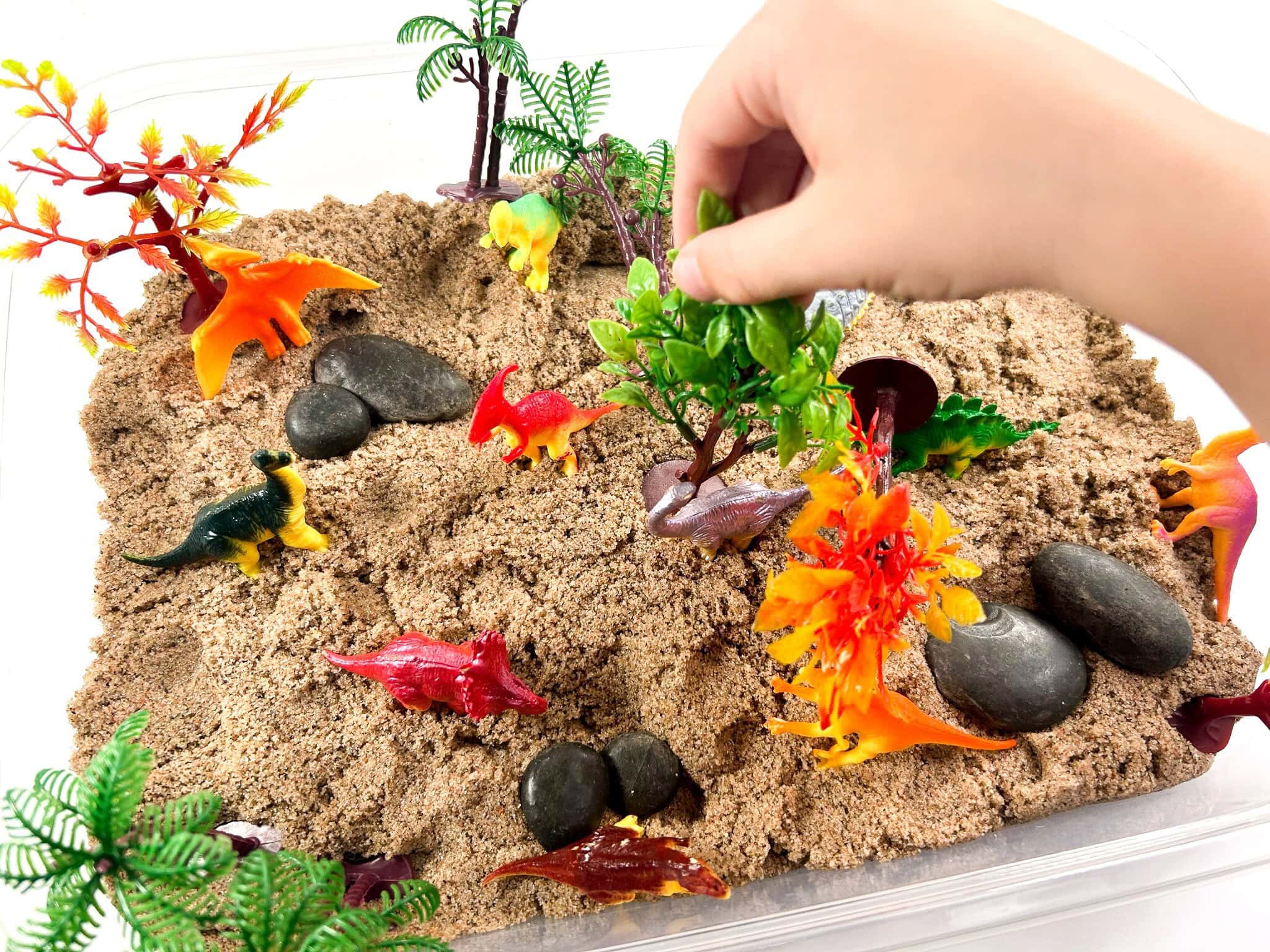 Easy DIY Dinosaur Sensory Bin Activity Idea For Kids - Made In A Pinch