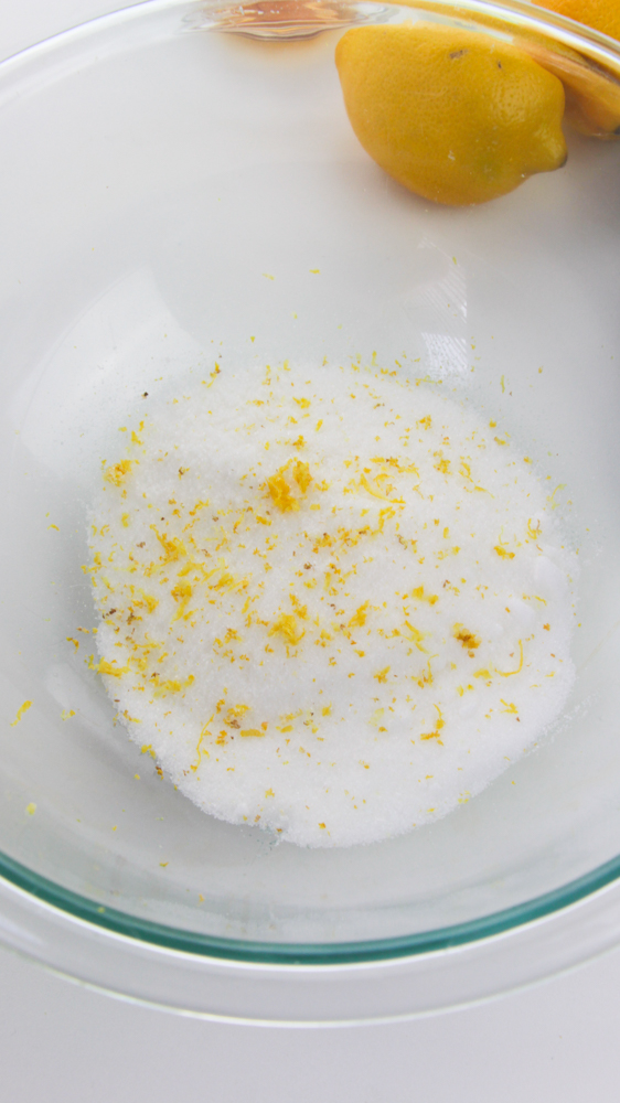 lemon zest and sugar in a bowl